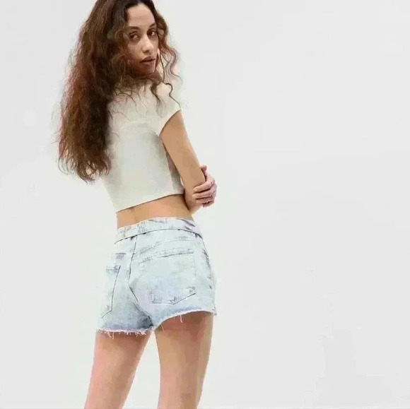 PROJECT GAP 2" Low Rise Foldover Denim Beach  Shorts with Washwell - Picture 2 of 7